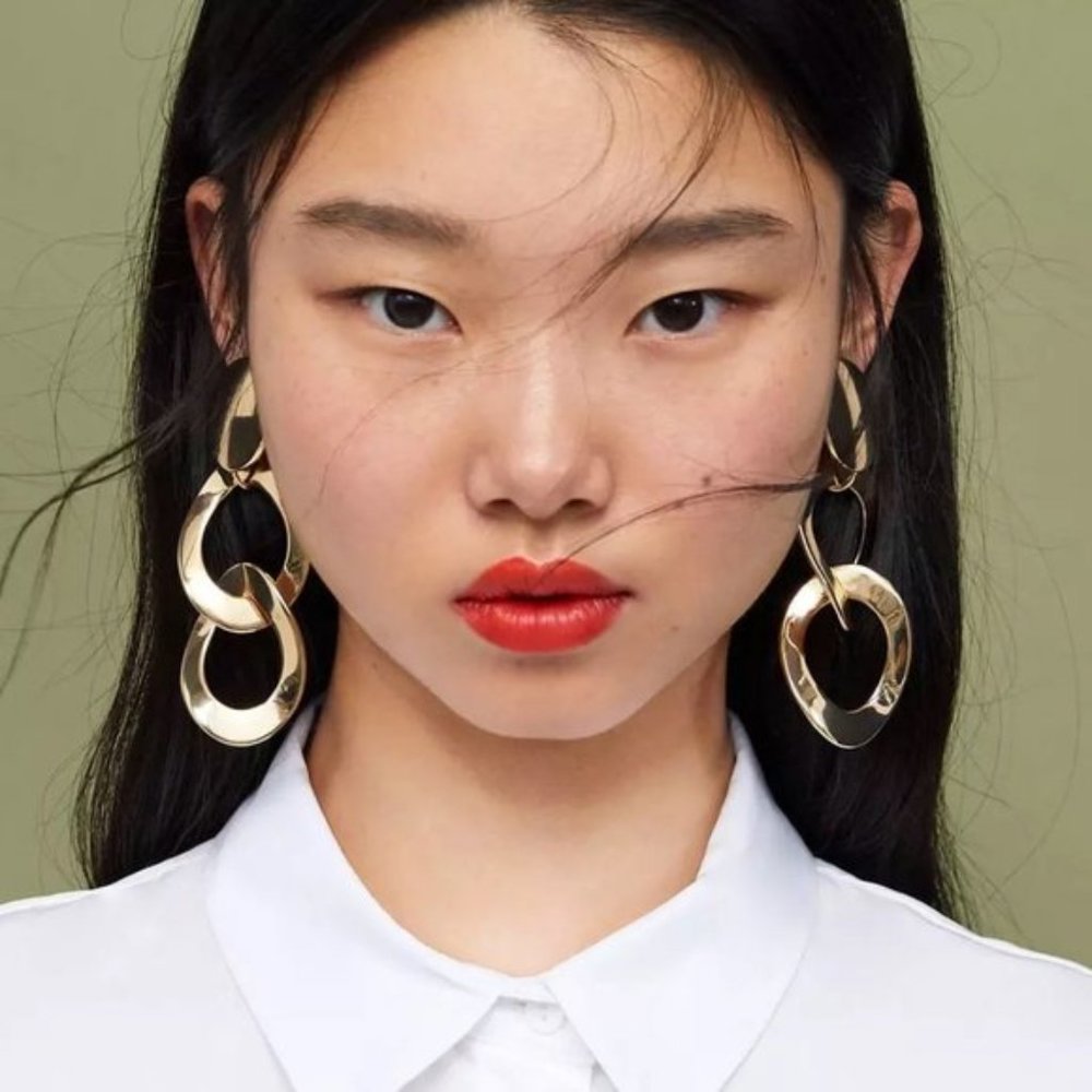 Endless Love Gold Link Drop Statement Earrings